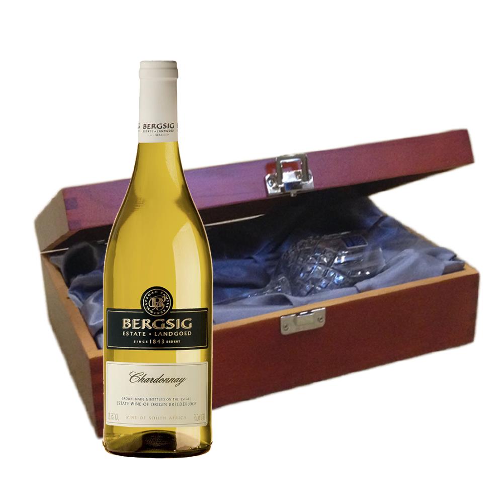 Bergsig Estate Chardonnay In Luxury Box With Royal Scot Wine Glass